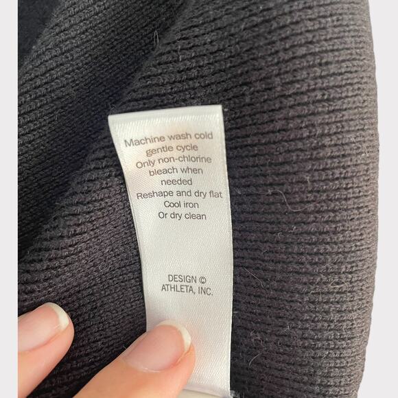 Athleta Black Thereafter Dress Sweater V Neck Striped Short Sleeve Size Medium - Picture 10 of 11